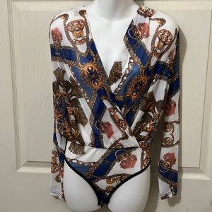 Multiprint long sleeve body suit
